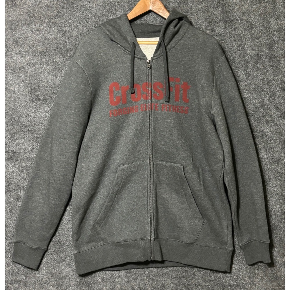 Reebok Mens XL Full Zip Hoodie Gray CrossFit Forging Elite Fitness